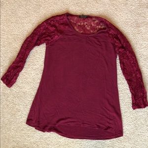 Stitch Fix Papermoon Maroon Lace Sleeve Tunic